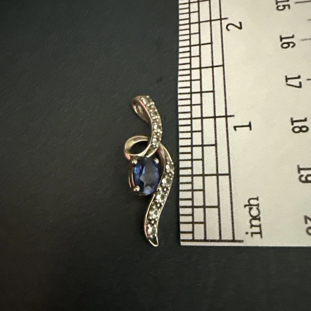 Topaz White Sapphire Infinity Pendant 925 Sterling Silver‎ Vintage